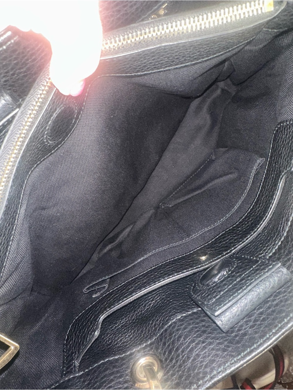 Authentic Gucci Black Leather Shoulder Bag with Bamboo Handles - Picture 11 of 16